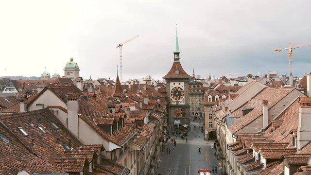 The Zytglogge in Kramgasse street, medieval clock tower in Bern, Switzerland.