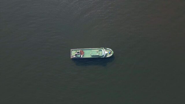 Mandvi river ship passenger Cruze India goa drone shot panji India old goa  yop view