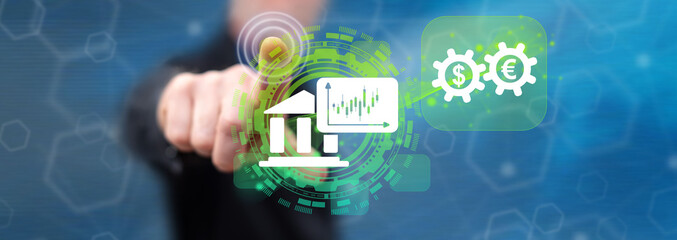 Man touching a stock market concept