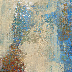 Abstract texture. Versatile artistic backdrop for creative design projects: posters, banners, invitations, cards, websites and wallpapers. Raster image. Acrylic on paper. Blue and beige colors.