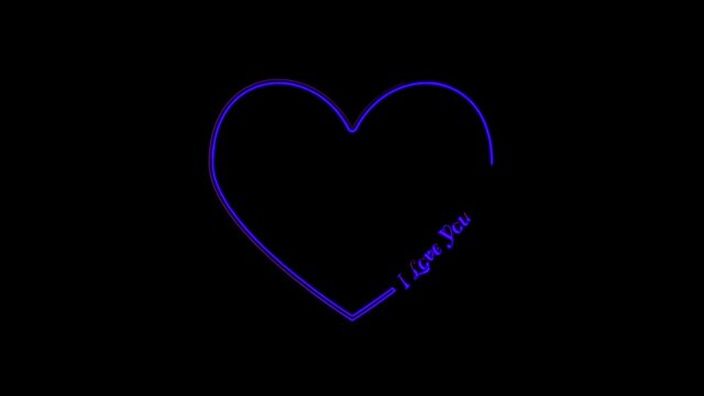 Glowing neon line heart Icon isolated on dark background. Love symbol. 4K Video motion graphic animation
