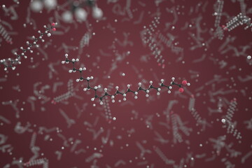 Selacholeic acid molecule, ball-and-stick molecular model. Chemical 3d rendering