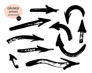 Manually isolated arrows set on a white background.A drawn paint object to use in your design.