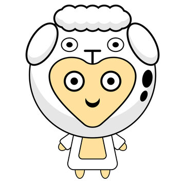 Vector illustration of cute little sheep costume cartoon character