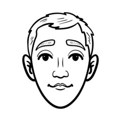 monochrome boy head. outline, comic avatar.