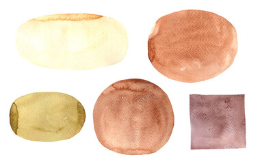 Watercolor illustration, abstract collection of pastel beige figures, beige background texture, isolated design on a white background is suitable for clip art, postcard design, frames