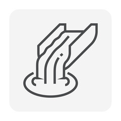 Metallurgy or metallurgical production industry vector icon. Consist of molten iron or heat liquid flow in mill from blast furnace. Casting smelting of metal, iron or steel in foundry or factory plant