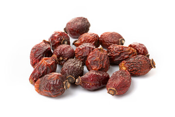 Dried rosehip berries, isolated on a white background