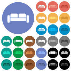 Sofa round flat multi colored icons