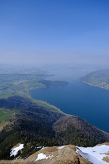 A beautiful view from the top of the Rigi mountain. The 27th April 2021, Switzerland.
