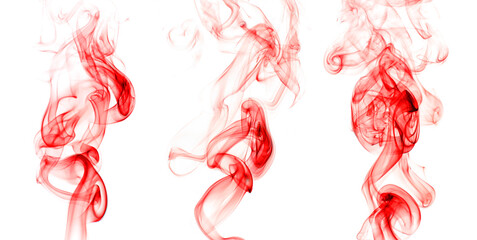 set swirling motion of red smoke or fog group, abstract line isolated on white background
