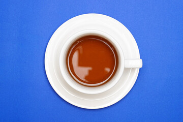 Coffee in a coffee cup top view