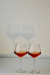 glass of wine on the table