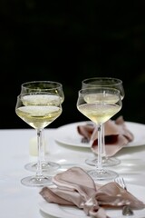 glasses with champagne on a table