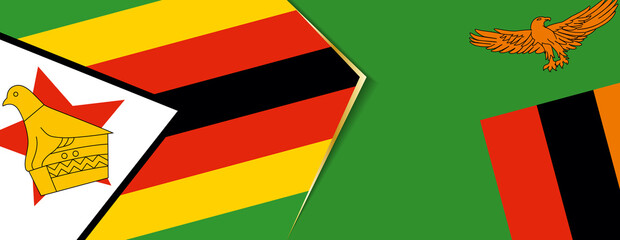 Zimbabwe and Zambia flags, two vector flags.