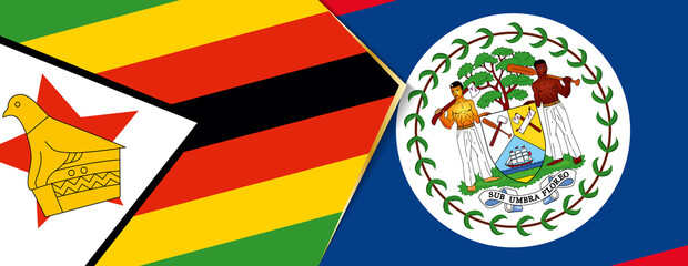 Zimbabwe and Belize flags, two vector flags.