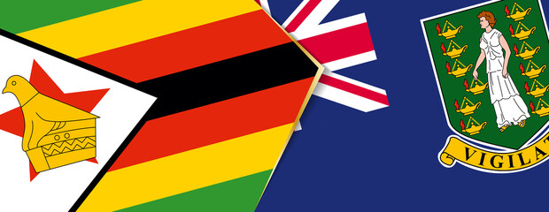 Zimbabwe and British Virgin Islands flags, two vector flags.