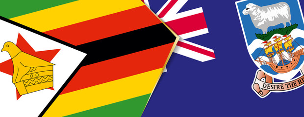 Zimbabwe and Falkland Islands flags, two vector flags.