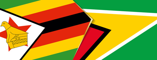 Zimbabwe and Guyana flags, two vector flags.