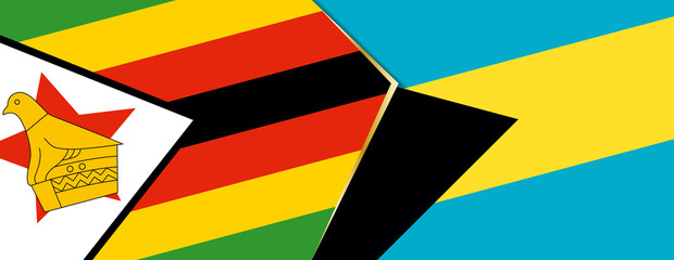 Zimbabwe and The Bahamas flags, two vector flags.