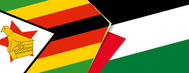 Zimbabwe and Palestine flags, two vector flags.