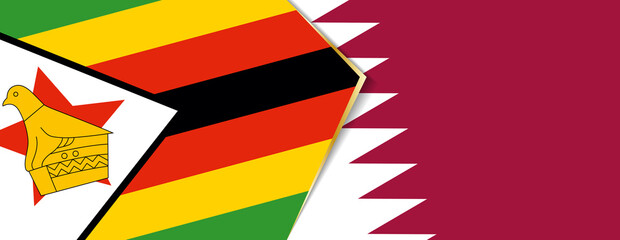 Zimbabwe and Qatar flags, two vector flags.