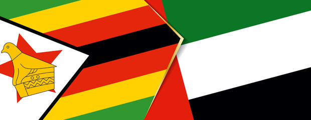 Zimbabwe and United Arab Emirates flags, two vector flags.