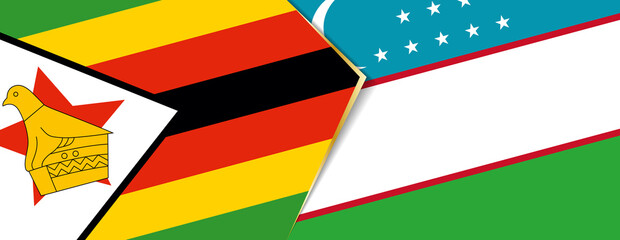 Zimbabwe and Uzbekistan flags, two vector flags.