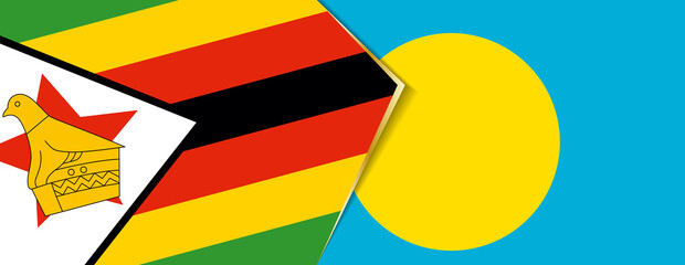 Zimbabwe and Palau flags, two vector flags.