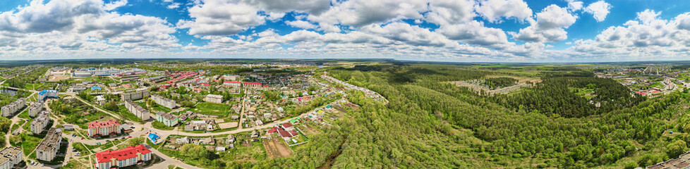 Fototapeta na wymiar Dobrush, Belarus, panorama.Aerial view of small town