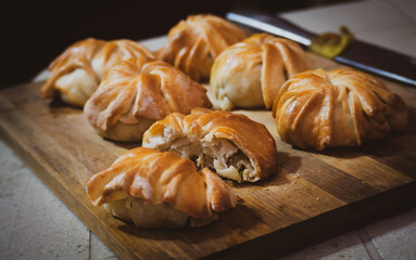 croissant on a wooden table
