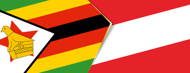 Zimbabwe and Austria flags, two vector flags.