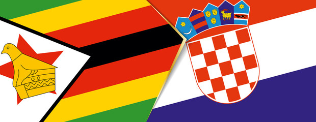 Zimbabwe and Croatia flags, two vector flags.