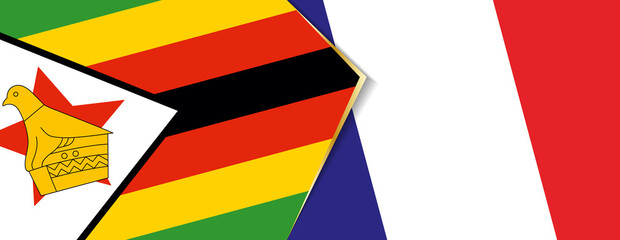 Zimbabwe and France flags, two vector flags.