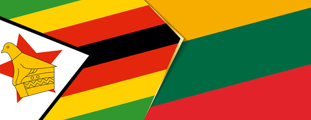 Zimbabwe and Lithuania flags, two vector flags.