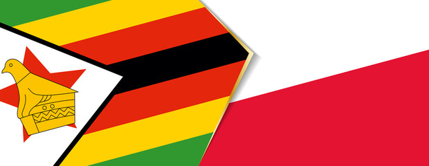 Zimbabwe and Poland flags, two vector flags.
