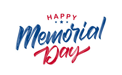 Vector illustration: Calligraphic lettering composition of Happy Memorial Day on white background