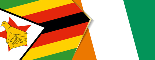 Zimbabwe and Ivory Coast flags, two vector flags.