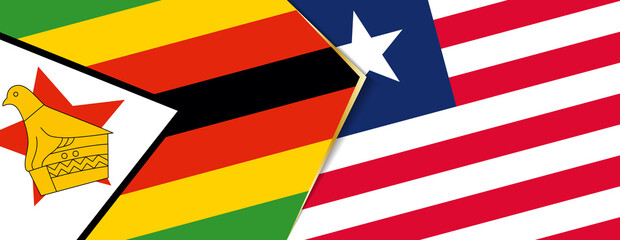 Zimbabwe and Liberia flags, two vector flags.
