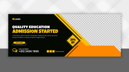 School admission promotional facebook cover template, 100% Editable - obrazy, fototapety, plakaty