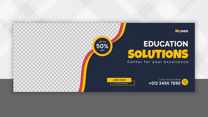 School education admission facebook timeline cover & web banner, 100% Editable