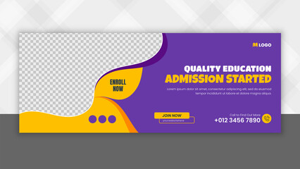 School education admission facebook timeline cover & web banner, 100% Editable - obrazy, fototapety, plakaty