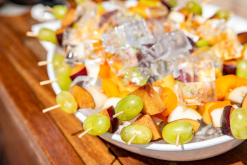 Fresh seasonal fruit with ice