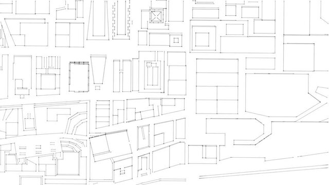 Architectural layout sketch blueprint drawing of a city animation