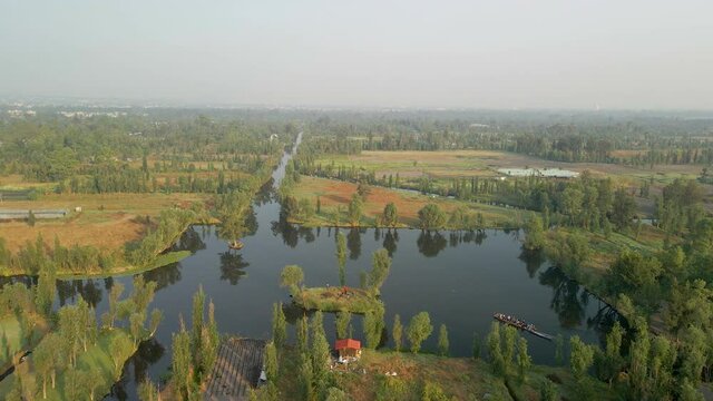 View of Xochimilco island and chinampas in south mexico city