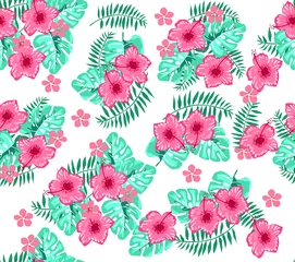 Fotobehang tropical floral nature themed pattern © zuhal