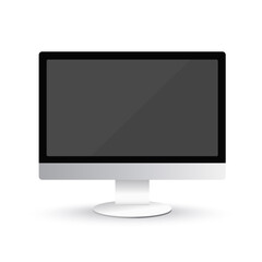 Fototapeta premium Computer screen mock up isolated on transparent background. Black and White monitor template. Vector illustration