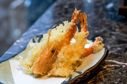 A delicious Japanese dish, deep-fried prawn tempura