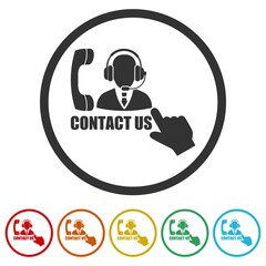 Contact us sign ring icon color set