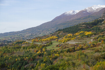 autumn landscape in the mountains in the southern Alps, France